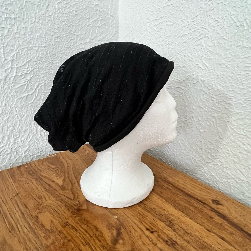 Black Sparkle Slouchy Beanie